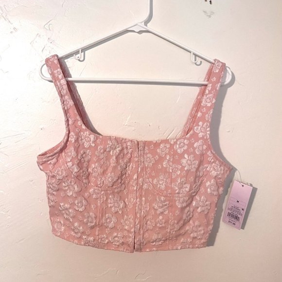 wild fable Tops - Wild Fable Pink Floral Bustier Style Crop Top Size M NWT